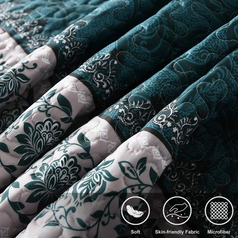 Travan 3-Piece Queen Quilt Set Quilted Bedspread Oversized Microfiber Soft Lightweight Bedding Set with Shams for All Season, Blue Ocean, Queen Size - Image 3